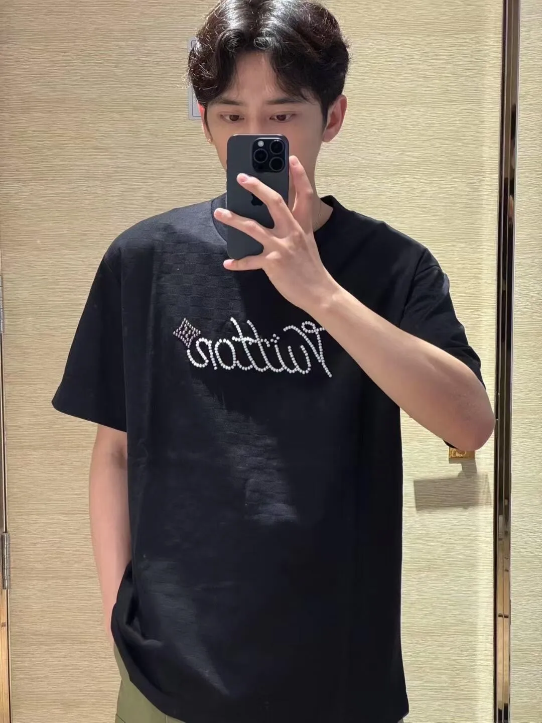 Louis Vuitton/Louis Vuitton suffix beaded checkerboard short sleeves